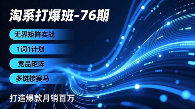 （16914期）淘系打爆班-76期，无界矩阵实战，1词1计划、竞品矩阵、多链接赛马，打造爆款月销百万-靠谱项目库