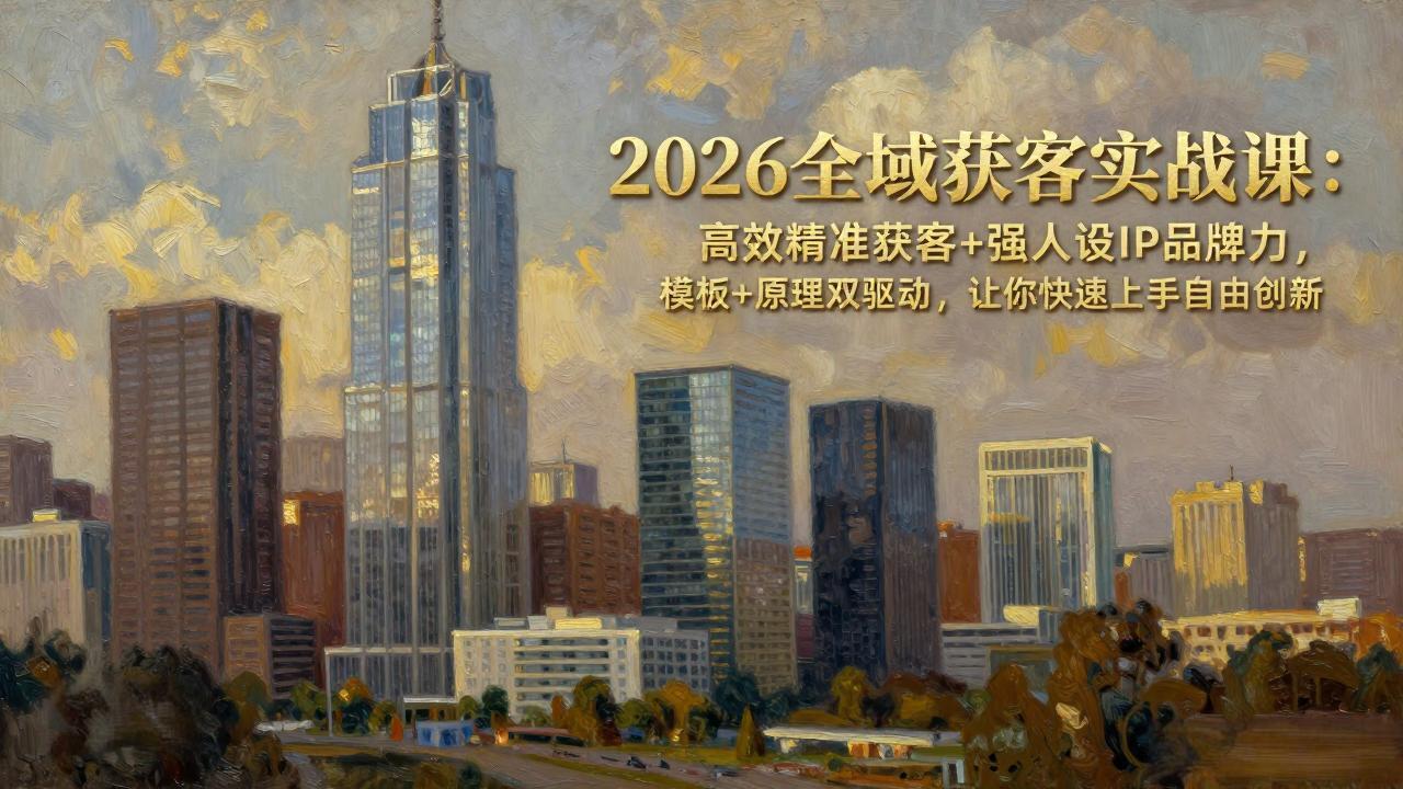 (17613期)2026全域获客实战课:高效精准获客+强人设IP品牌力,模板+原理双驱动,让你快速上手自由创新-靠谱项目库