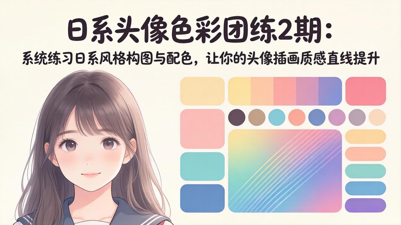 （18034期）日系头像色彩团练2期：系统练习日系风格构图与配色，让你的头像插画质感直线提升-靠谱项目库