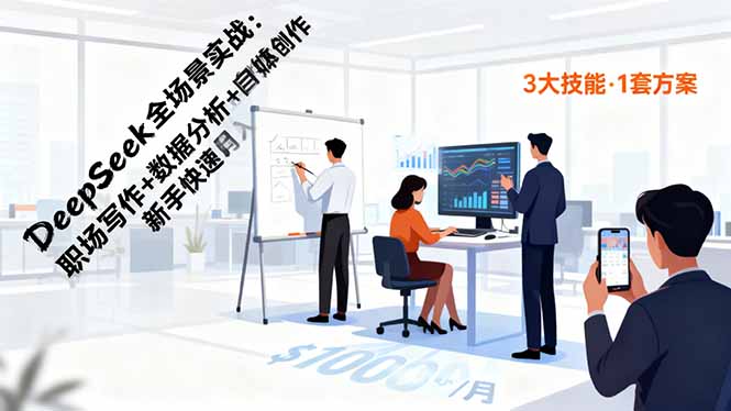 （16418期）DeepSeek全场景实战：职场写作+数据分析+自媒体创作，新手快速月入过万-靠谱项目库