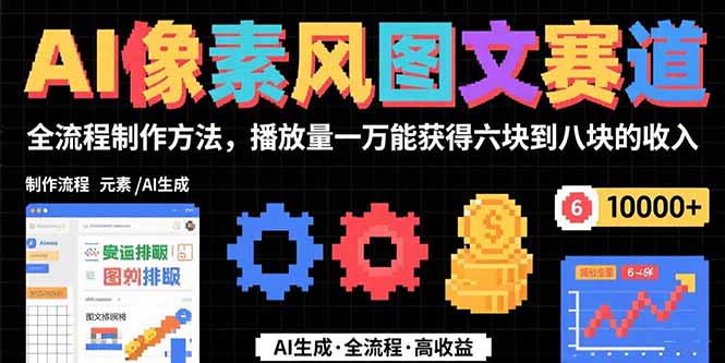 （15572期）AI像素风图文赛道：全流程制作方法，播放量一万能获得6块到8块的收入-靠谱项目库
