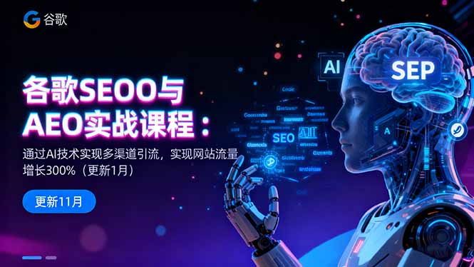 （16463期）谷歌SEO与AEO实战课程：通过AI技术实现多渠道引流，实现网站流量增长300%-靠谱项目库
