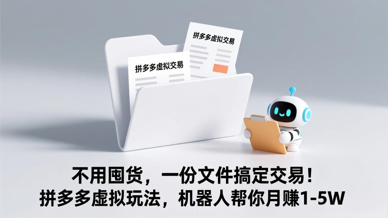 （17265期）不用囤货，一份文件搞定交易！拼多多虚拟玩法，机器人帮你月赚 1-5W-靠谱项目库
