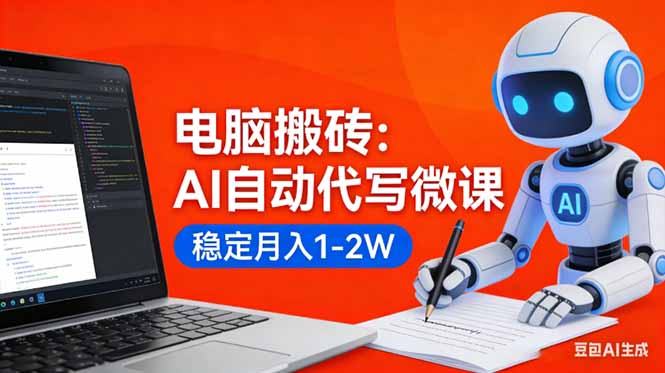 (17582期)电脑搬砖:AI自动代写微课,稳定月入1-2W,提供接单渠道,0门槛小白可做!-靠谱项目库