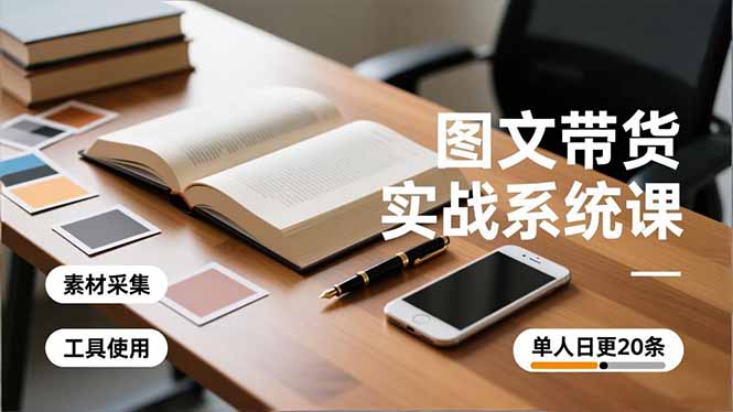 （16705期）图文带货实战系统课，工具使用、素材采集、防同质化，单人日更20条月入3w+-靠谱项目库