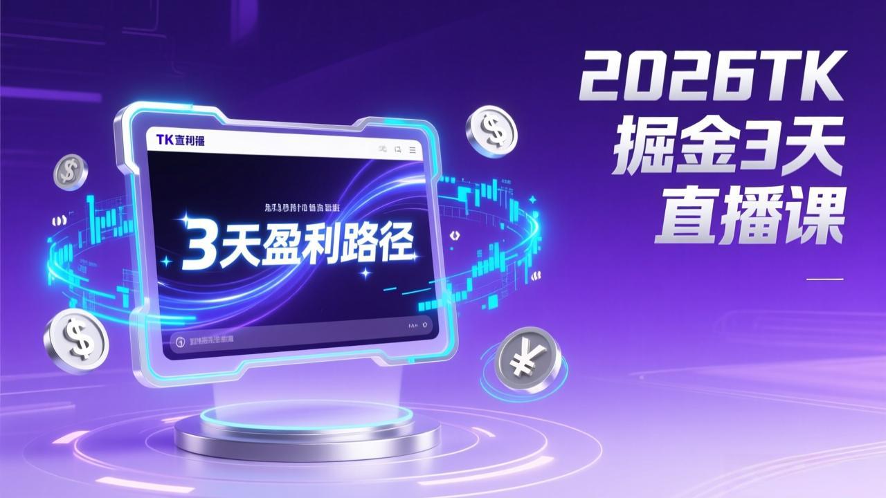 （17147期）2026TK掘金直播课，起号涨粉+直播带货+商单变现+3天打通盈利路径，月入过万美金-靠谱项目库