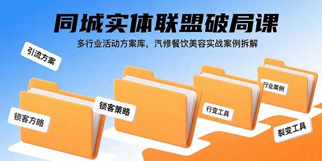 （15833期）同城实体联盟破局课，多行业活动方案库，汽修餐饮美容实战案例拆解-靠谱项目库