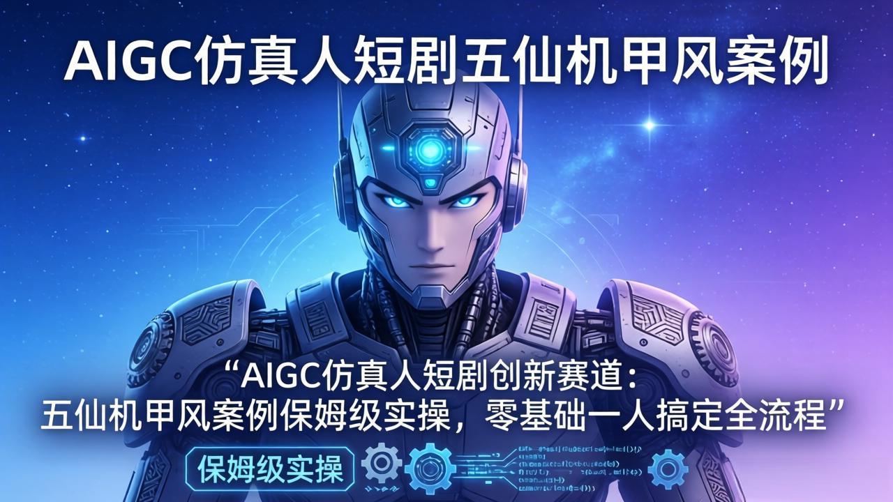 （17961期）AIGC仿真人短剧创新赛道：五仙机甲风案例保姆级实操，零基础一人搞定全流程-靠谱项目库