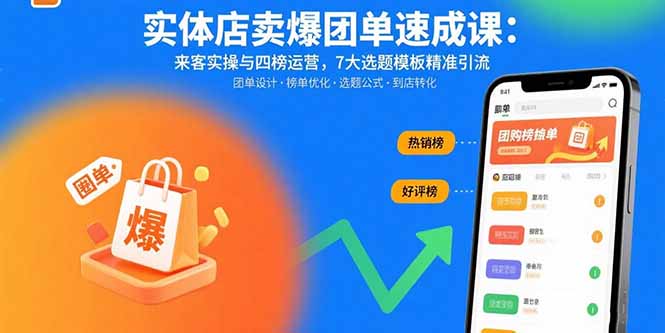 （15834期）实体店卖爆团单速成课：来客实操与四榜运营，7大选题模板精准引流-靠谱项目库