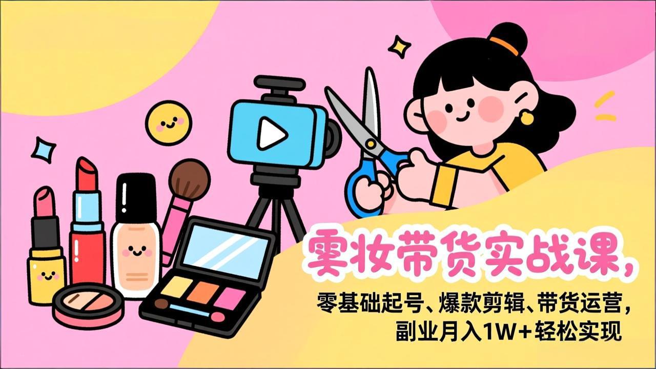 （17189期）美妆带货实战课，零基础起号、爆款剪辑、带货运营，副业月入1W+轻松实现-靠谱项目库