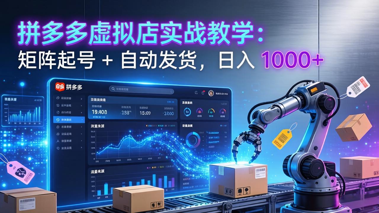 （17628期）拼多多虚拟店实战教学：矩阵起号 + 自动发货，日入 1000+-靠谱项目库