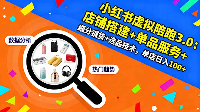 (16451期)小红书虚拟陪跑3.0:店铺搭建+单品服务+细分铺货+选品技术,单店日入100+-靠谱项目库