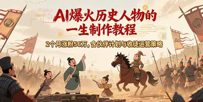 （15336期）AI历史人物赛道课程，2个月涨粉56万，含伙伴计划与收徒运营策略-靠谱项目库