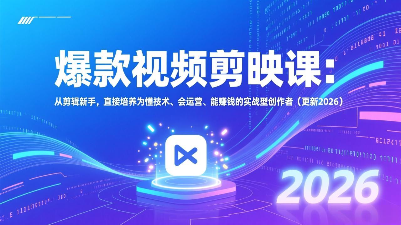 （17232期）爆款视频剪映课：从剪辑新手，直接培养为懂技术、会运营、能赚钱的实战型创作者（更新2026）-靠谱项目库
