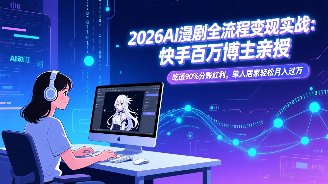 （17266期）2026AI漫剧全流程变现实战：快手百万博主亲授，吃透90%分账红利，单人居家轻松月入过万-靠谱项目库