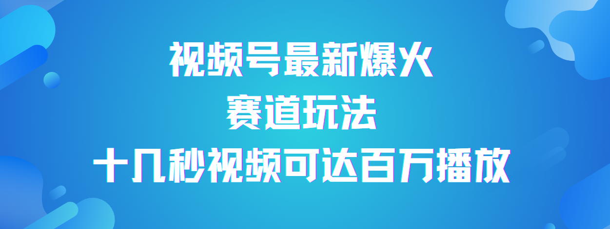 视频号最新爆火赛道玩法,流量巨大,视频制作简单,轻松月入数万-靠谱项目库