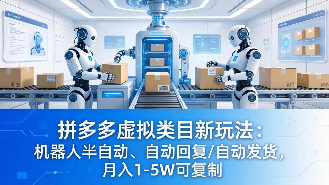 (18038期)拼多多虚拟类目新玩法:机器人半自动、自动回复 /自动发货,月入 1-5W 可复制-靠谱项目库