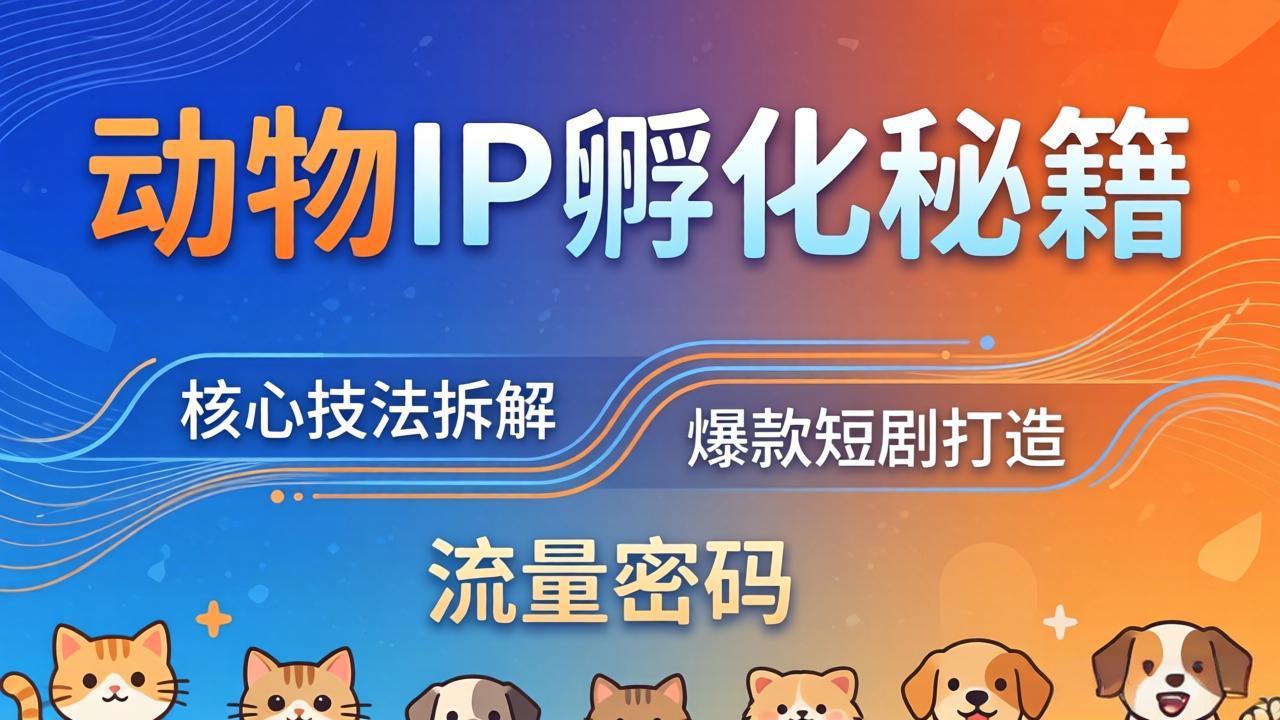 (18207期)动物IP孵化全套秘籍,三大核心技法拆解,打造爆款萌宠短剧,轻松拿捏赛道流量密码-靠谱项目库