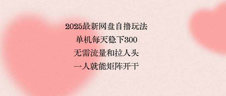 （15831期）2025最新网盘自撸玩法，单机每天稳下3张，无需流量和拉人头，一个人就…-靠谱项目库