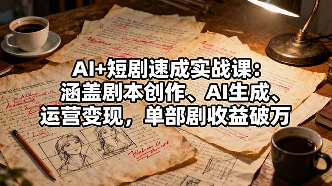 (16359期)AI+短剧速成实战课:涵盖剧本创作、AI生成、运营变现,单部剧收益破万-靠谱项目库