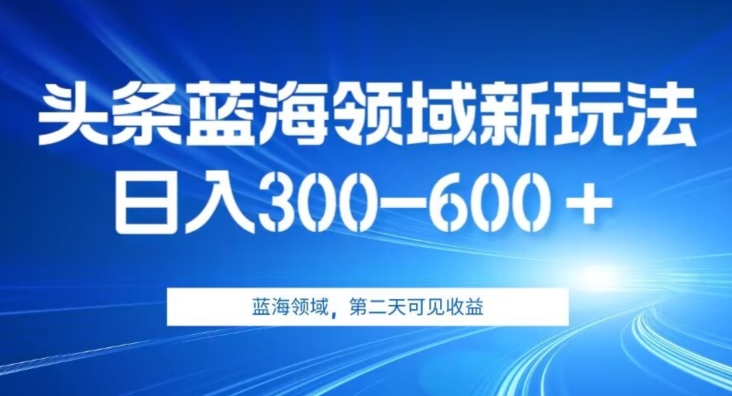 AI头条野路子蓝海领域新玩法2.0，日入300-600＋，附保姆级教程【揭秘】-靠谱项目库