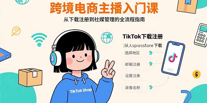 （15708期）跨境电商主播入门课，TikTok下载注册，支付工具配置，社媒账号管理全流程-靠谱项目库
