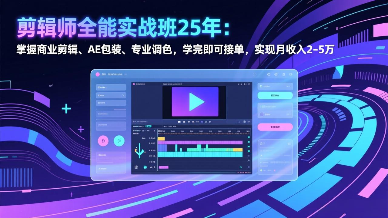 (17294期)剪辑师全能实战班25年:掌握商业剪辑、AE包装、专业调色,学完即可接单,实现月收入2-5万-靠谱项目库