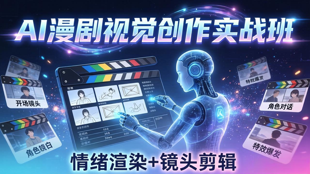 (17874期)AI漫剧视觉导演思维实战班,从脚本到成片全掌握,分镜设计情绪渲染一站学会-靠谱项目库