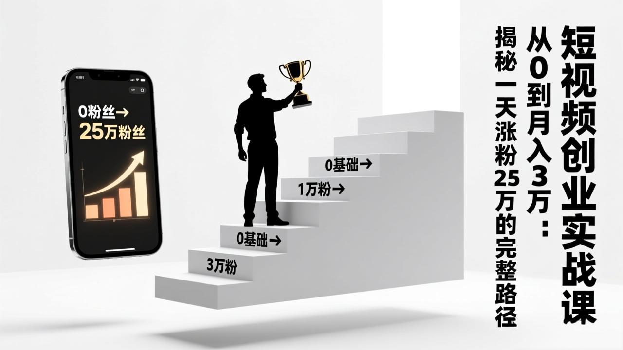 (17221期)短视频创业实战课:从0到月入3万:揭秘一天涨粉25万的完整路径-靠谱项目库