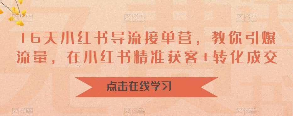 16天-小红书 导流接单营，教你引爆流量，在小红书精准获客+转化成交-靠谱项目库