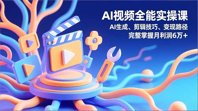 （16731）AI视频全能实操课，AI生成、剪辑技巧、变现路径，完整掌握月利润6万+-靠谱项目库