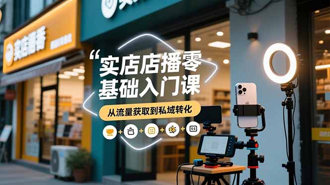 （16733期）实体店播零基础入门课，实体店+短视频+直播+微信生态+私域社群，从流量获取到私域转化-靠谱项目库