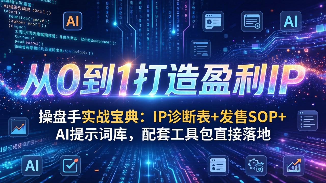 （17593期）操盘手实战宝典：IP诊断表+发售SOP+AI提示词库，配套工具包直接落地，从0到1打造盈利IP-靠谱项目库
