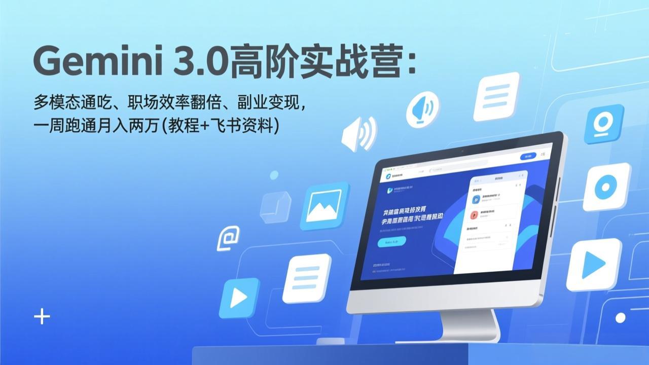 （17386期）Gemini 3.0高阶实战营：多模态通吃、职场效率翻倍、副业变现，一周跑通月入两万(教程+飞书资料)-靠谱项目库
