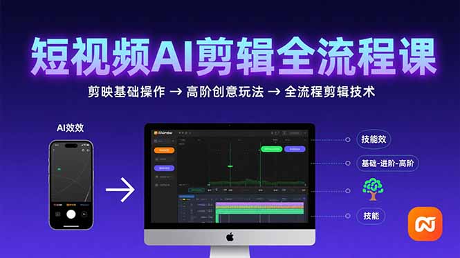 （15647期）短视频AI剪辑技能，从剪映基础操作到高阶创意玩法，全流程剪辑技术-靠谱项目库
