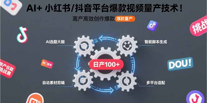 （15624期）AI+小红书/抖音平台爆款视频量产技术：高产高效创作爆款视频！-靠谱项目库
