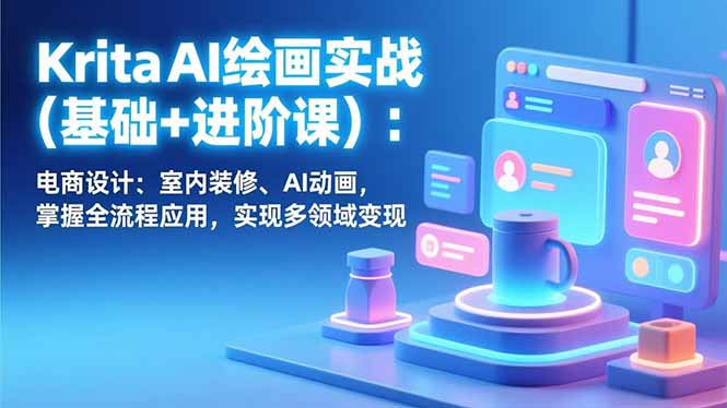 （17023期）Krita AI绘画实战(基础+进阶课)：电商设计、室内装修、AI动画，掌握全流程应用，实现多领域变现-靠谱项目库