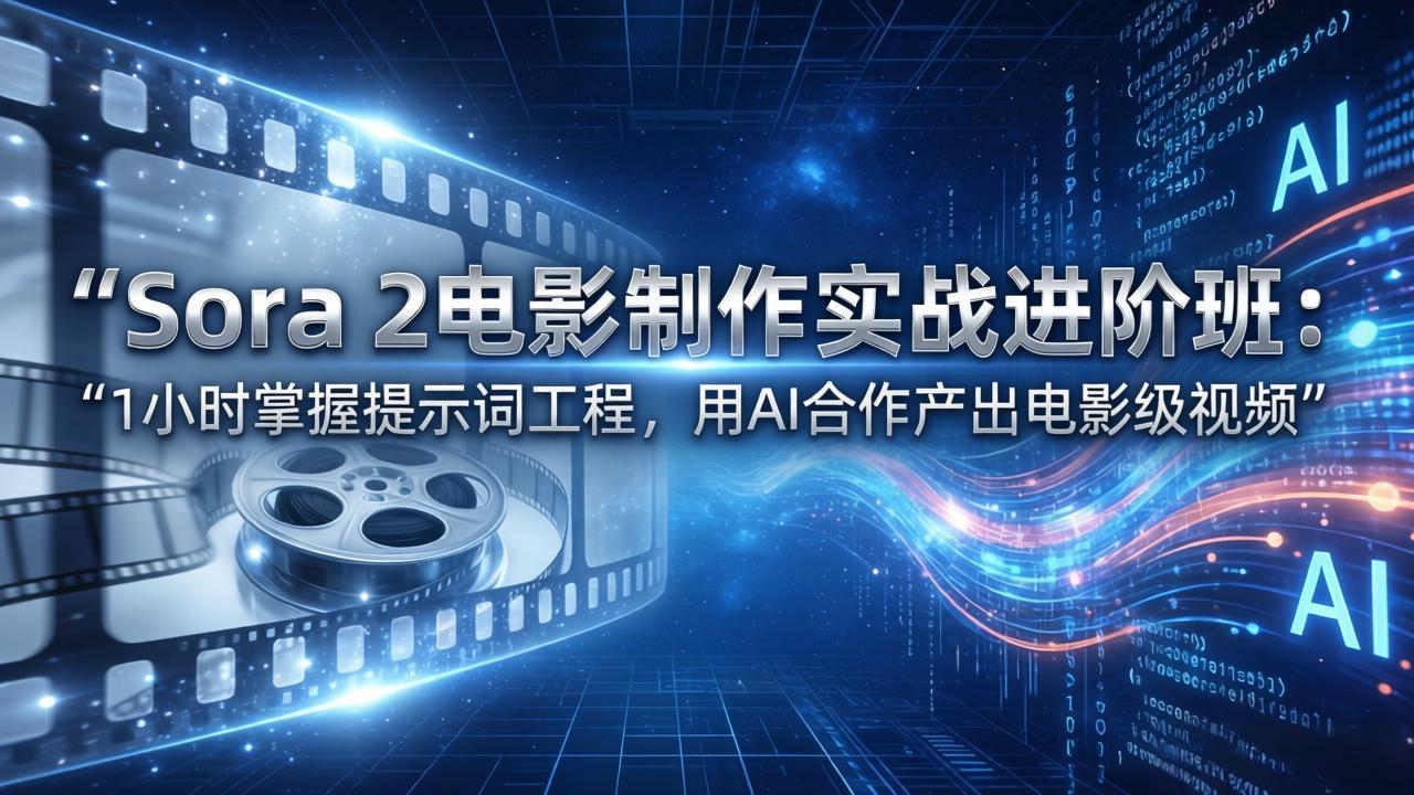 （17679期）Sora 2电影制作实战进阶班：1小时掌握提示词工程，用AI合作产出电影级视频-靠谱项目库
