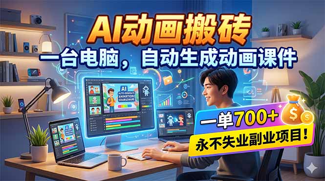 （18239期）AI动画搬砖，一台电脑，自动生成动画课件，一单800+  永不失业副业项目！-靠谱项目库