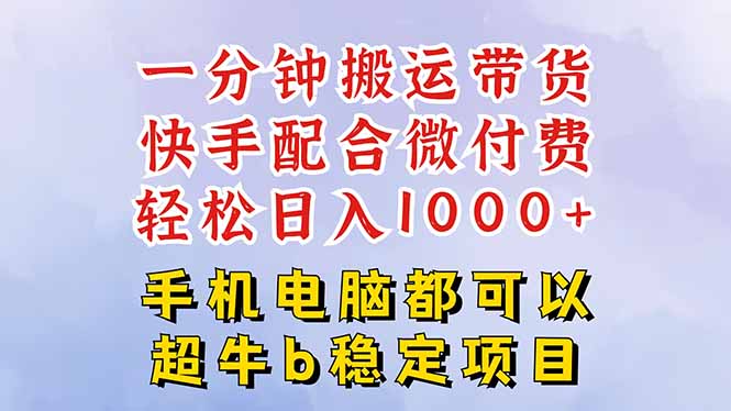 (16285期)快手黑科技一分钟搬运带货,一刀不剪过原创,微付费投流玩法,轻松日入…-靠谱项目库