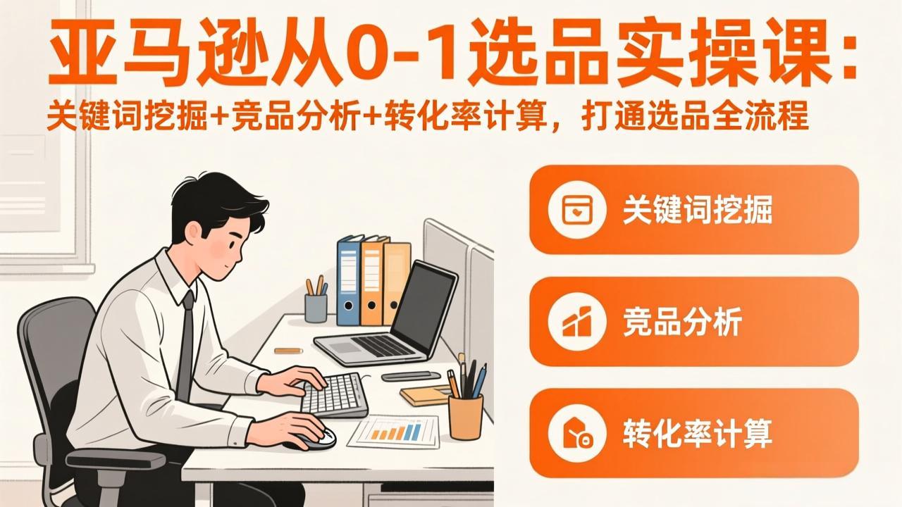 （17567期）亚马逊从0-1选品实操课(更新3月)：关键词挖掘+竞品分析+转化率计算，47节打通选品全流程-靠谱项目库