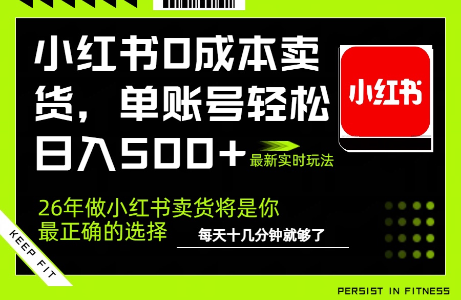 (17462期)小红书0成本AI卖货,单账号轻松日入500+,完全托管AI,可矩阵放大-靠谱项目库