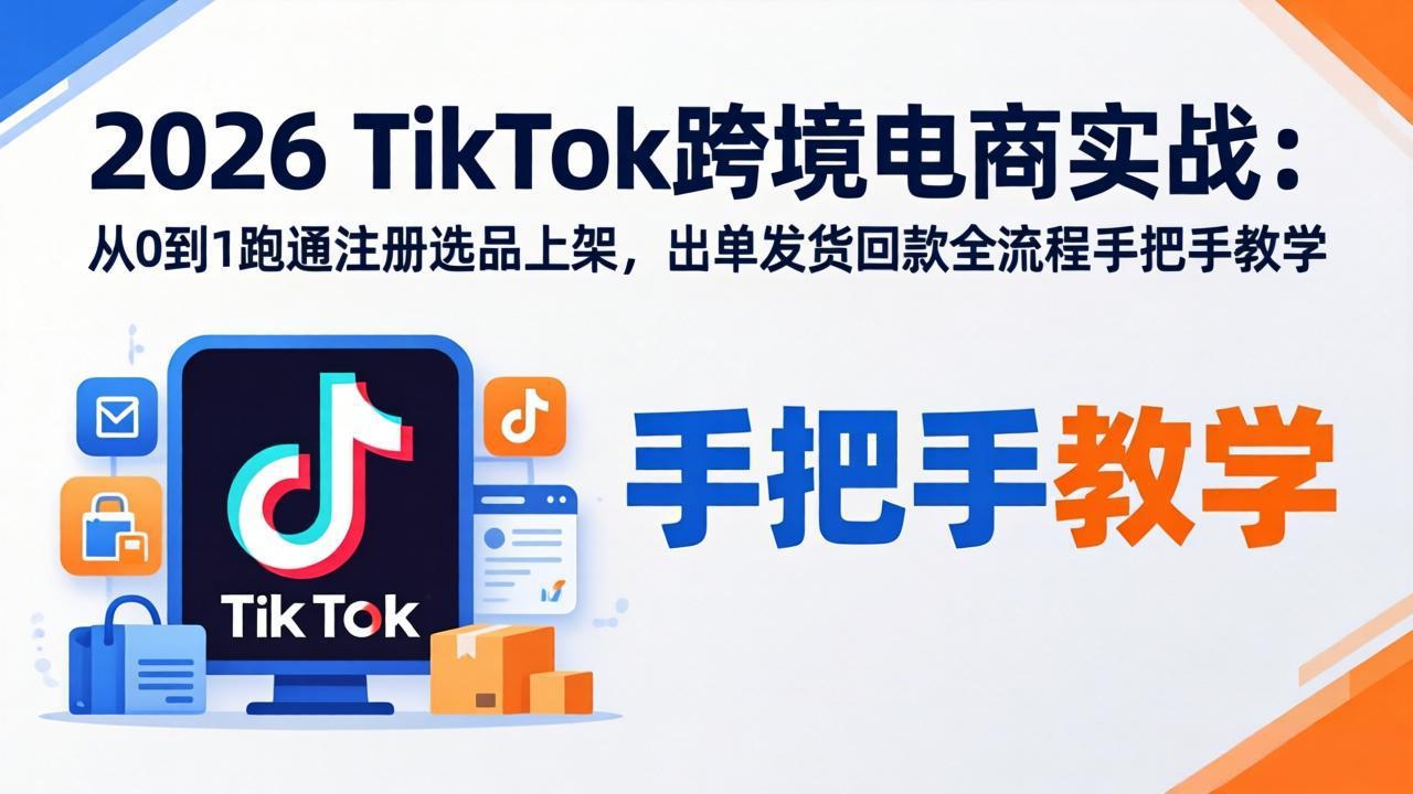 （17850期）2026TikTok跨境电商实战：从0到1跑通注册选品上架，出单发货回款全流程手把手教学-靠谱项目库