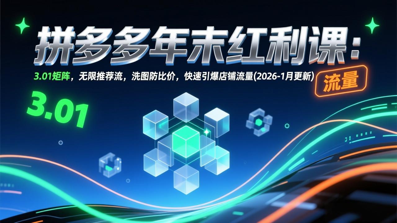 （17100期）拼多多年末红利课：3.01矩阵，无限推荐流，洗图防比价，快速引爆店铺流量(2026-1月更新)-靠谱项目库