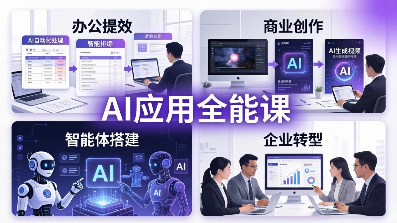 (18042期)AIGC 应用师全能课-更新:办公提效、商业创作、智能体搭建、企业转型,一站式学会AI应用-靠谱项目库