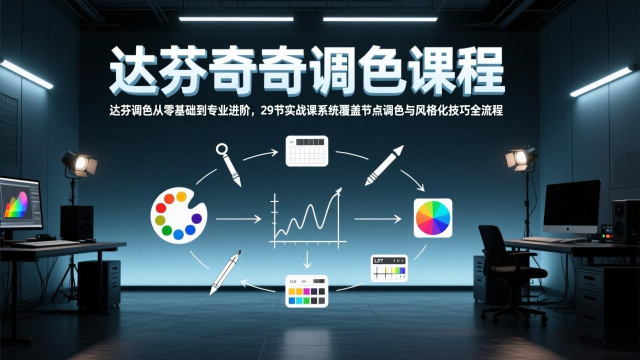 （17484期）达芬奇调色从零基础到专业进阶，29节实战课系统覆盖节点调色与风格化技巧全流程-靠谱项目库