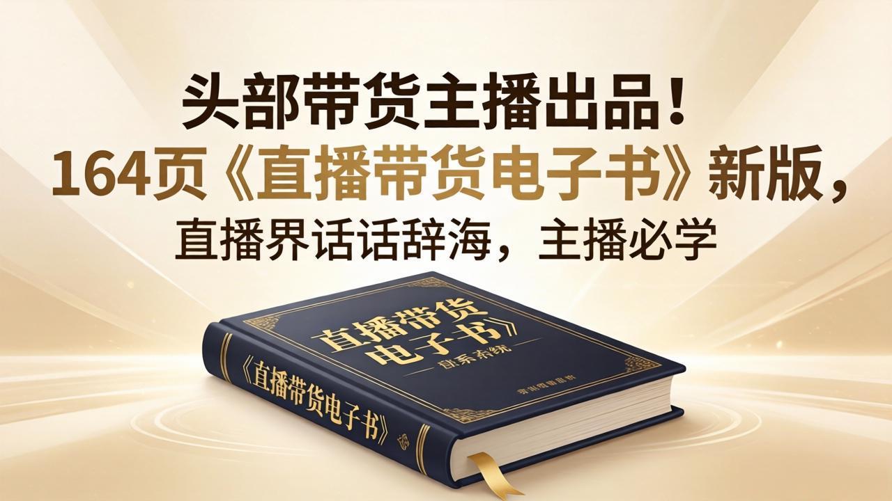 （18056期）头部带货主播出品！164页《直播带货电子书》新版，直播界话术辞海，主播必学-靠谱项目库