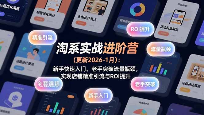 （17076期）淘系实战进阶营(更新2026-1月)：新手快速入门、老手突破流量瓶颈，实现店铺精准引流与ROI提升-靠谱项目库