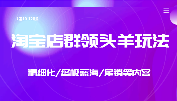 淘宝店群领头羊玩法，精细化/终极蓝海/尾销等内容-靠谱项目库