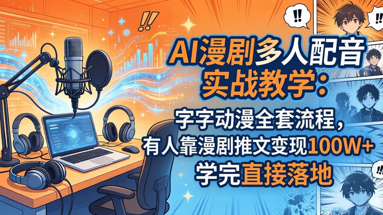 （18060期） AI漫剧多人配音实战教学：字字动漫全套流程，有人靠漫剧推文变现100W+，学完直接落地-靠谱项目库